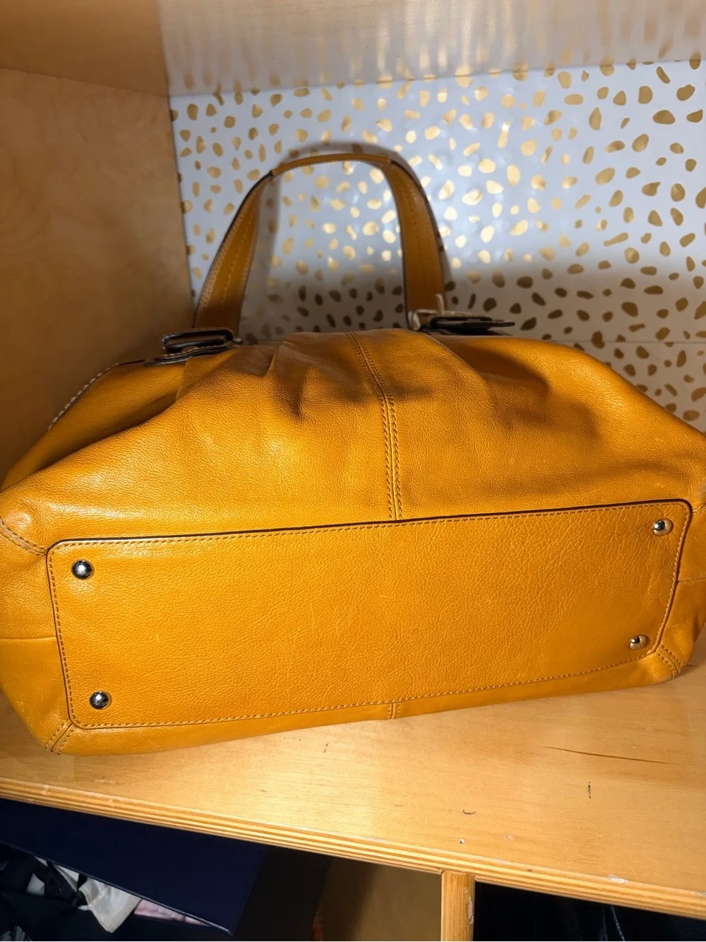 Coach Mustard Leather Double-Handle Shoulder Bag